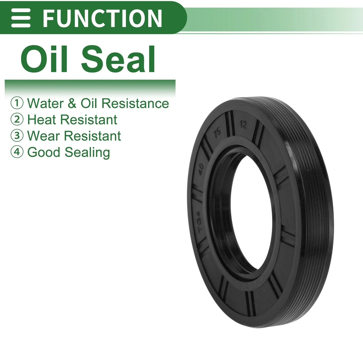 Oil Seal Rotary Shaft Seal NBR Rubber 40x75x12mm High Pressure Black