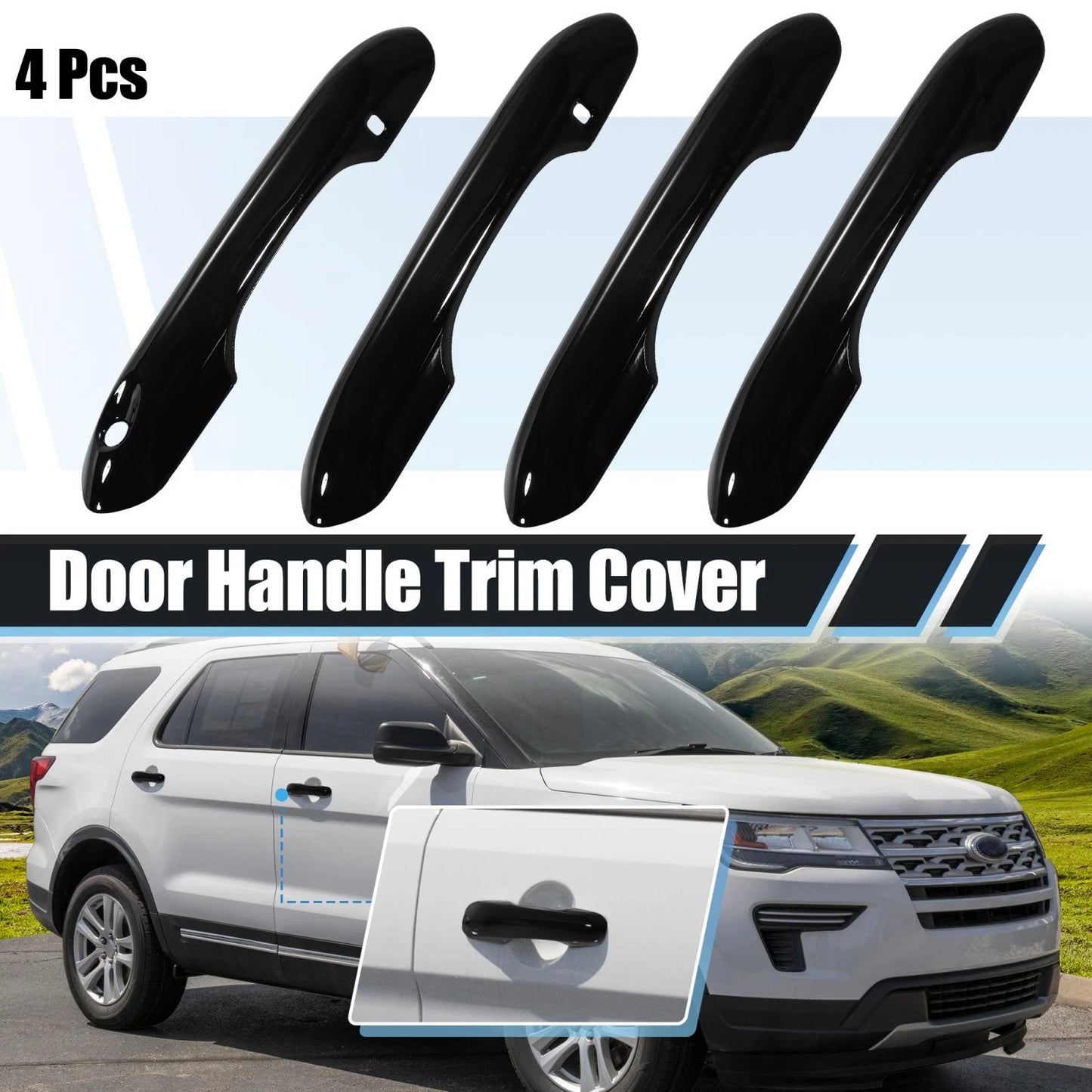 4 x Side Door Handle Cover Trim for Ford Explorer (2020-2022) Black