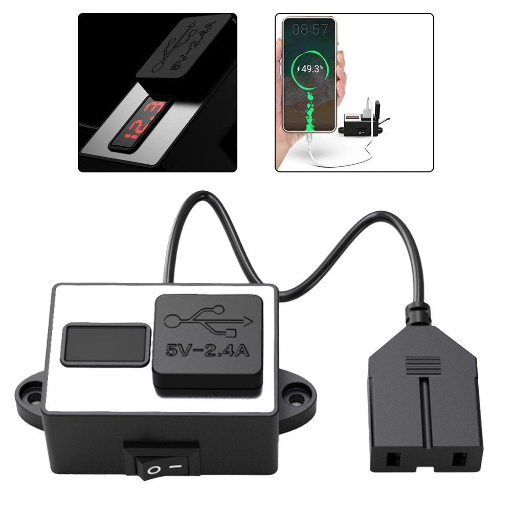 Battery Clamp USB Charger Dual Ports for Motorcycle