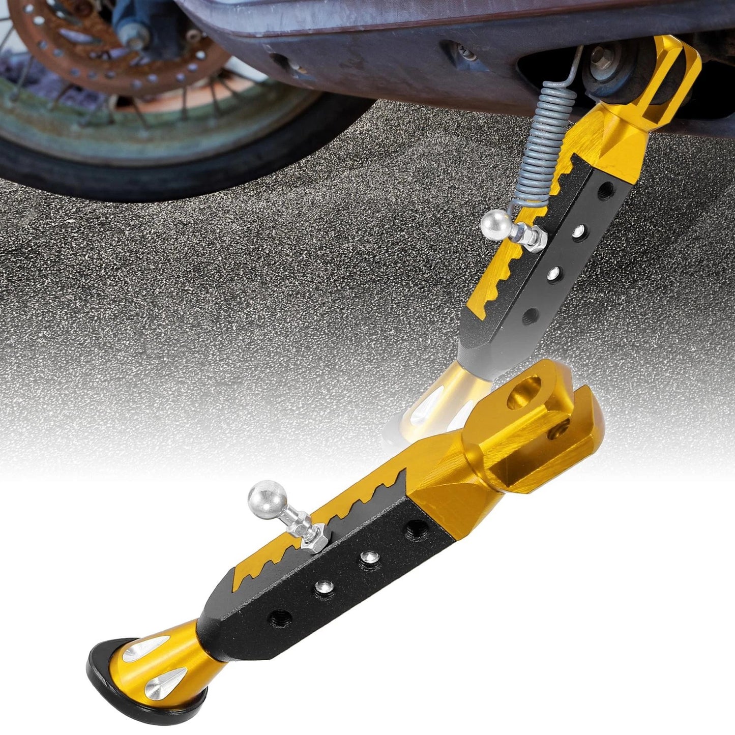 Kickstand Side Support Stand Set Aluminum Alloy Black Gold Tone for Motorcycle