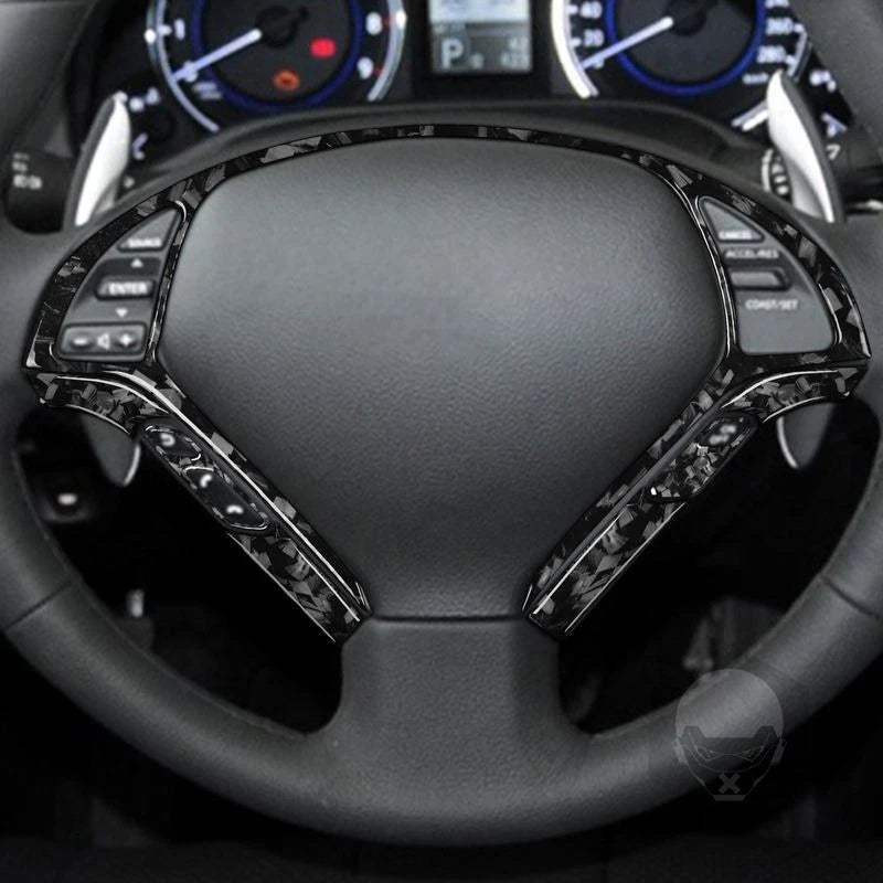 Forged Carbon Fiber Steering Wheel Trim Kit for Infiniti G35 G37 G25 Q60