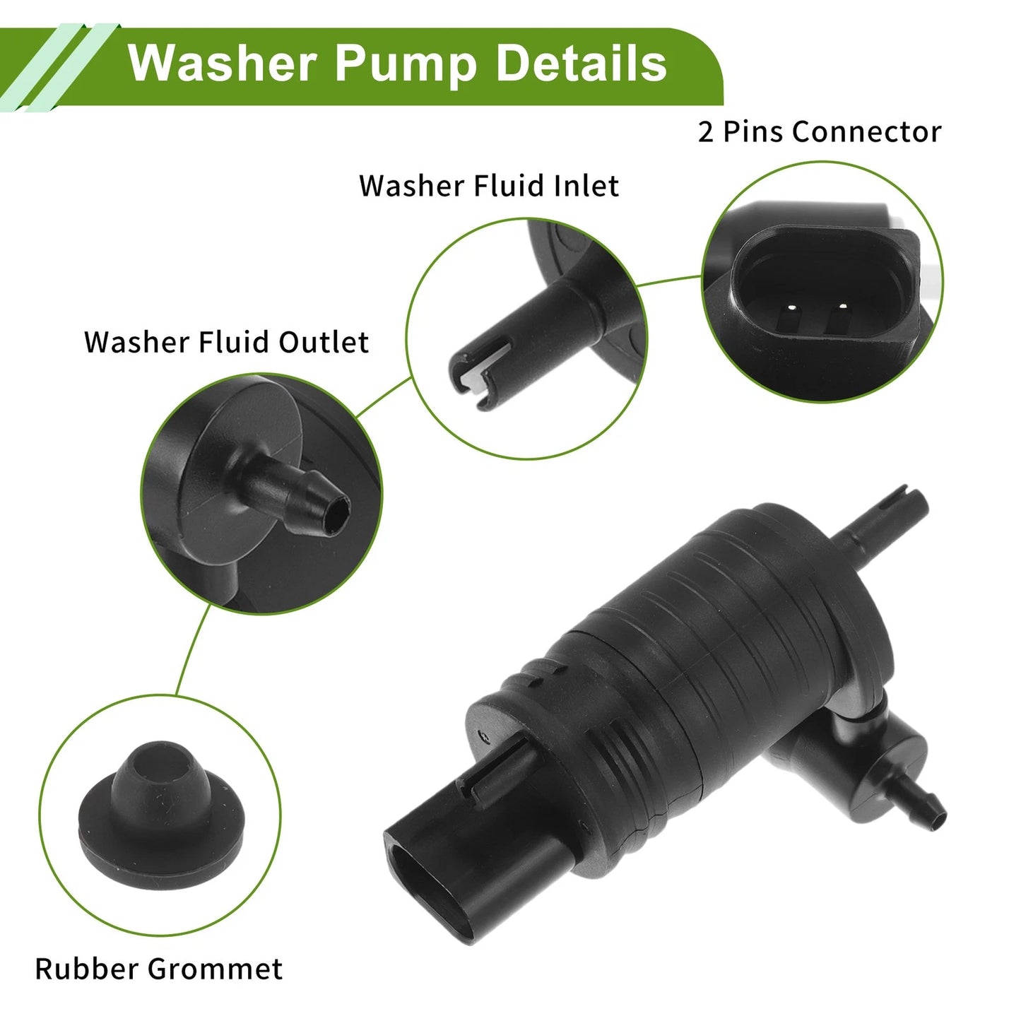 Windshield Washer Pump for JEEP CHEROKEE 2014-2018 with Grommet