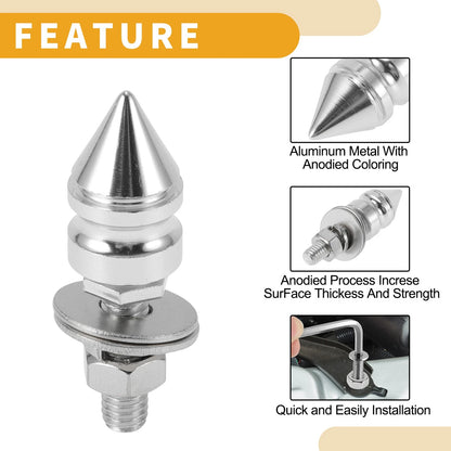 Universal M6 License Plate Screws Cover 45mm Silver Tone 4 Pcs for Motorcycle