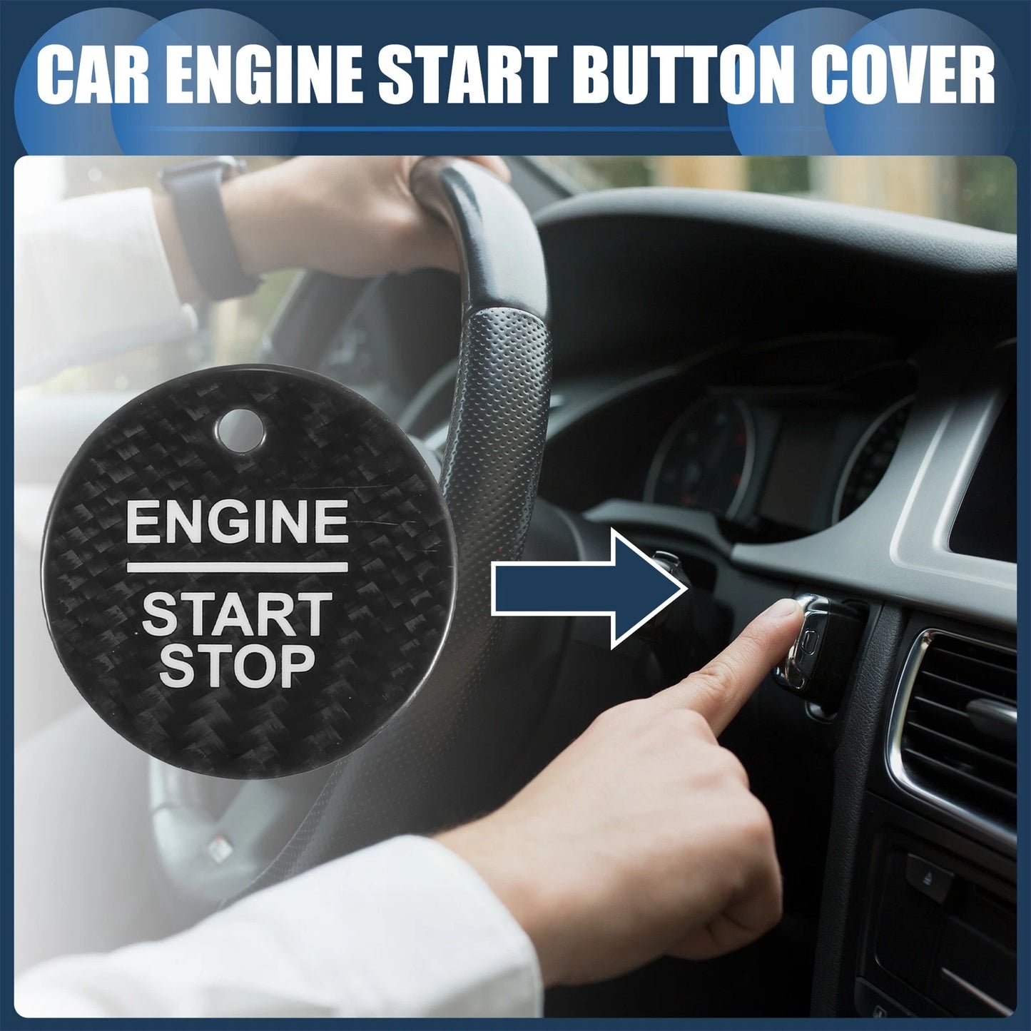 Engine Start Stop Button Cover for Ford - Black