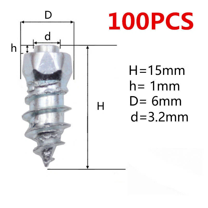 15mm Tire Studs for Car Truck Wheel Tyres Snow Chains (Fits Various Models)