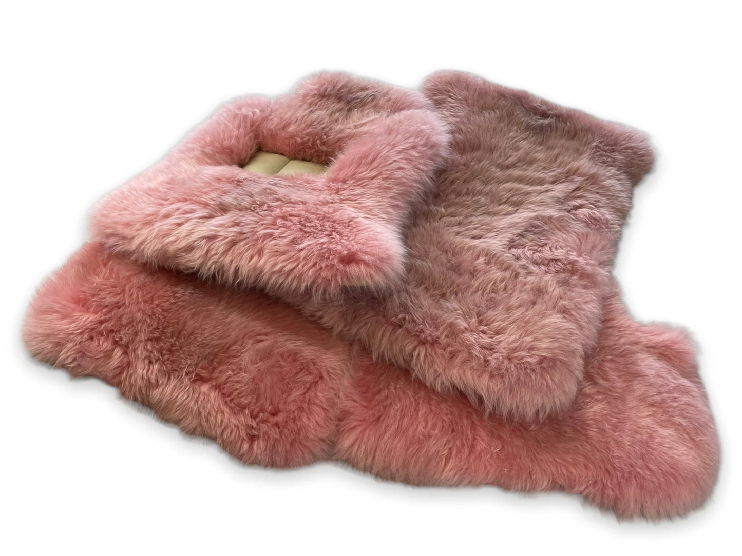 Pink Genuine Sheepskin Floor Mats for Rolls Royce Dawn (2016-2019)