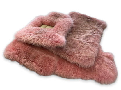 Pink Genuine Sheepskin Floor Mats for Rolls Royce Dawn (2016-2019)