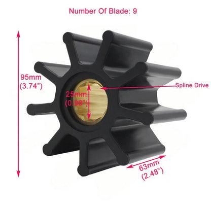 9 Blade Impeller for Caterpillar Sea Water Pump (Replaces Jabsco 836-0001)