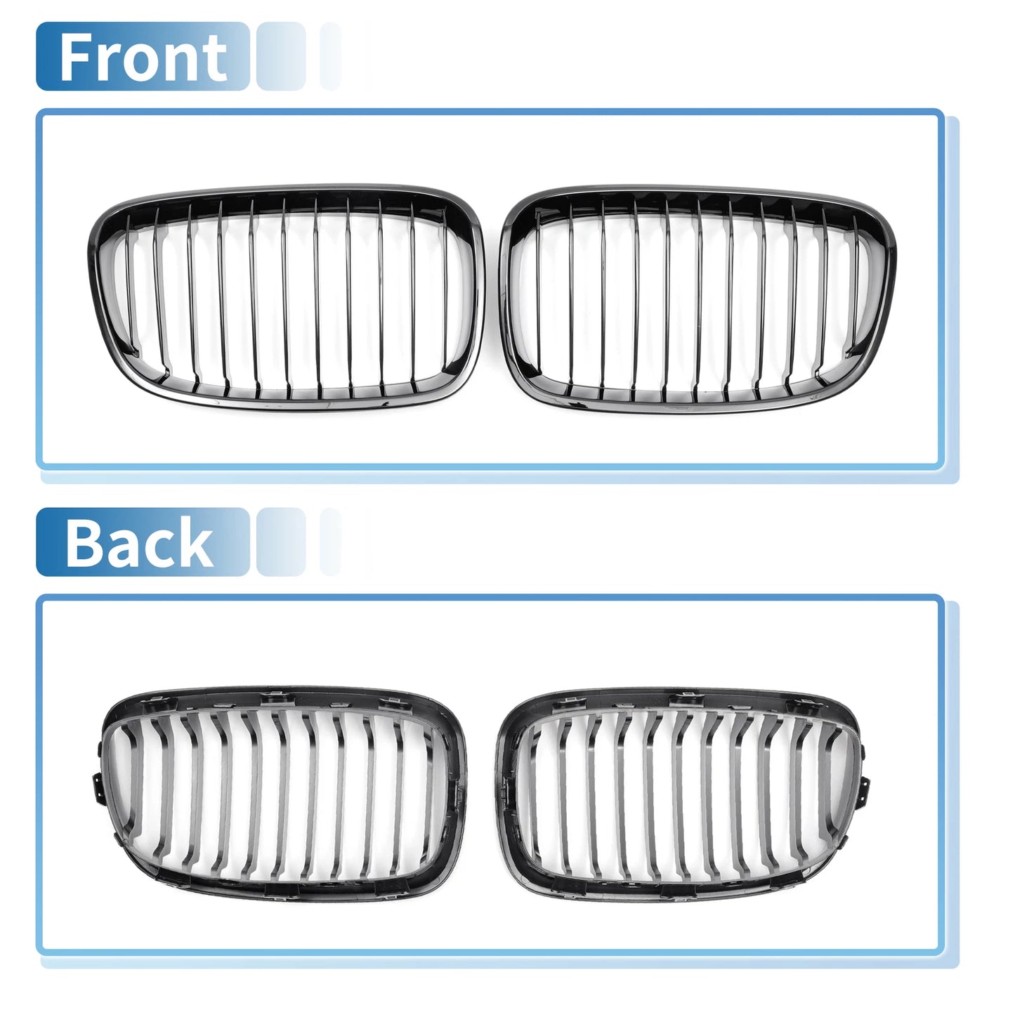 Front Upper Bumper Grille for BMW 1 Series F20 2011-2014 (2 x Signal Slats)
