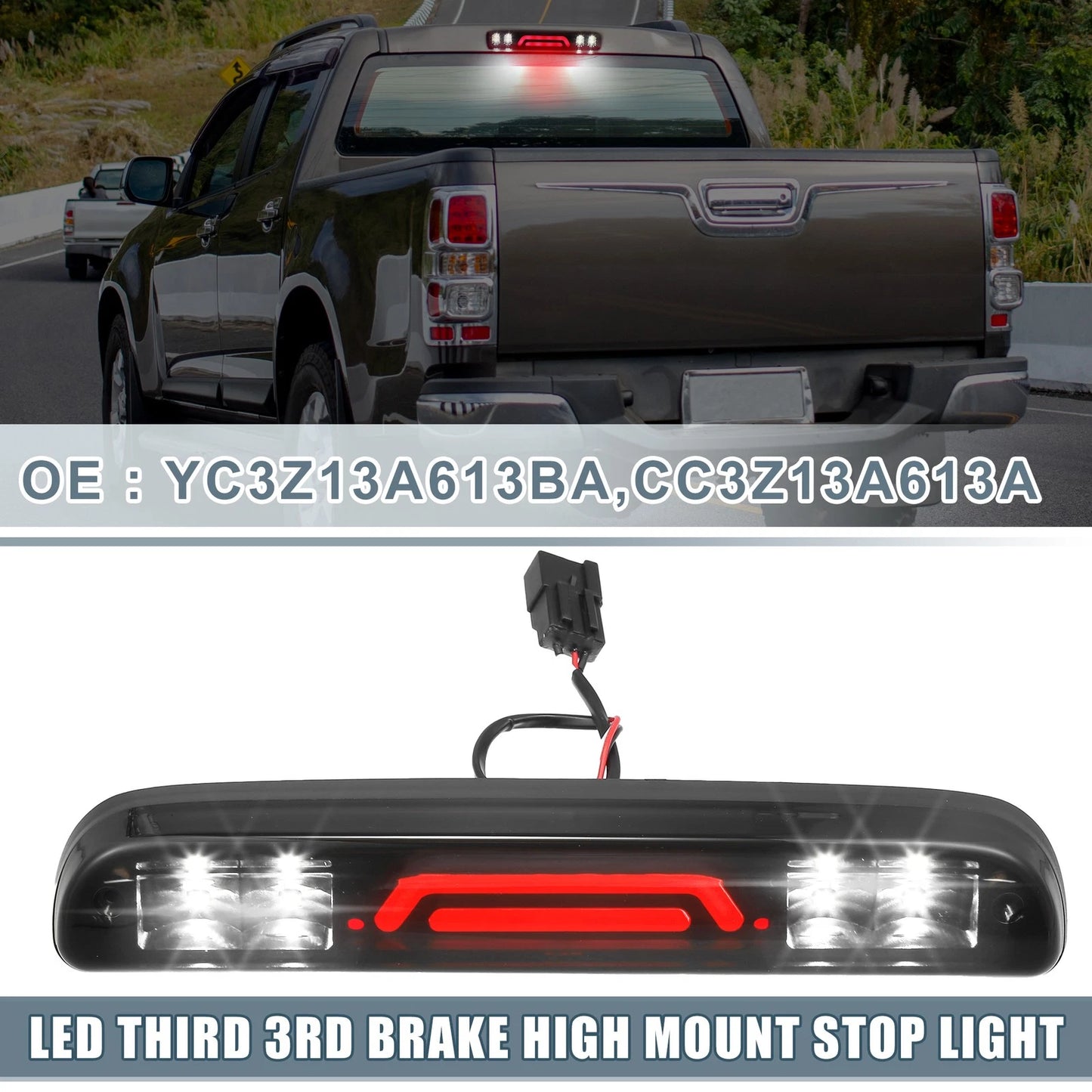 High Mount Stop Light for Ford (2004-2008) - Black Housing Smoked Lens