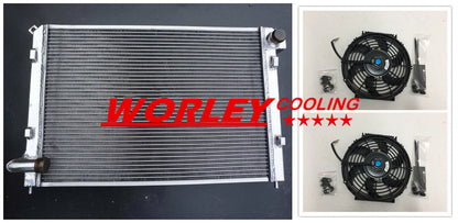 3 Row Alu Radiator + Fan for Mini One Cooper R50 R52 R53 1.4 1.6 AC (2002-2007)