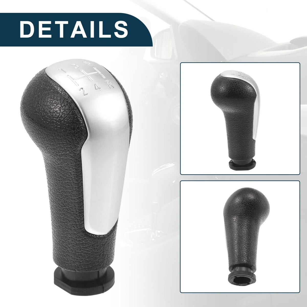 5-Speed Manual Gear Shifter Knob for Chevrolet Spark Plastic Black Silver Tone