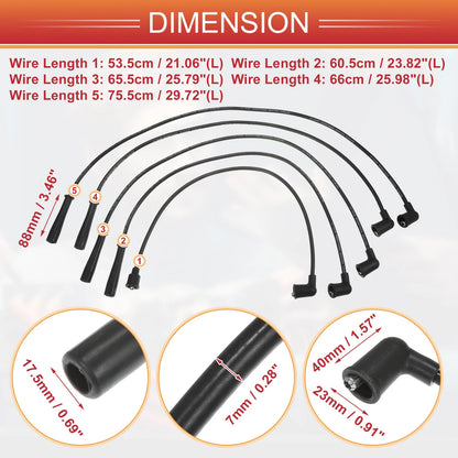 5 Pcs Spark Plug Wire Ignition Coil Cables for Nissan 200SX 510 521 610 710 720
