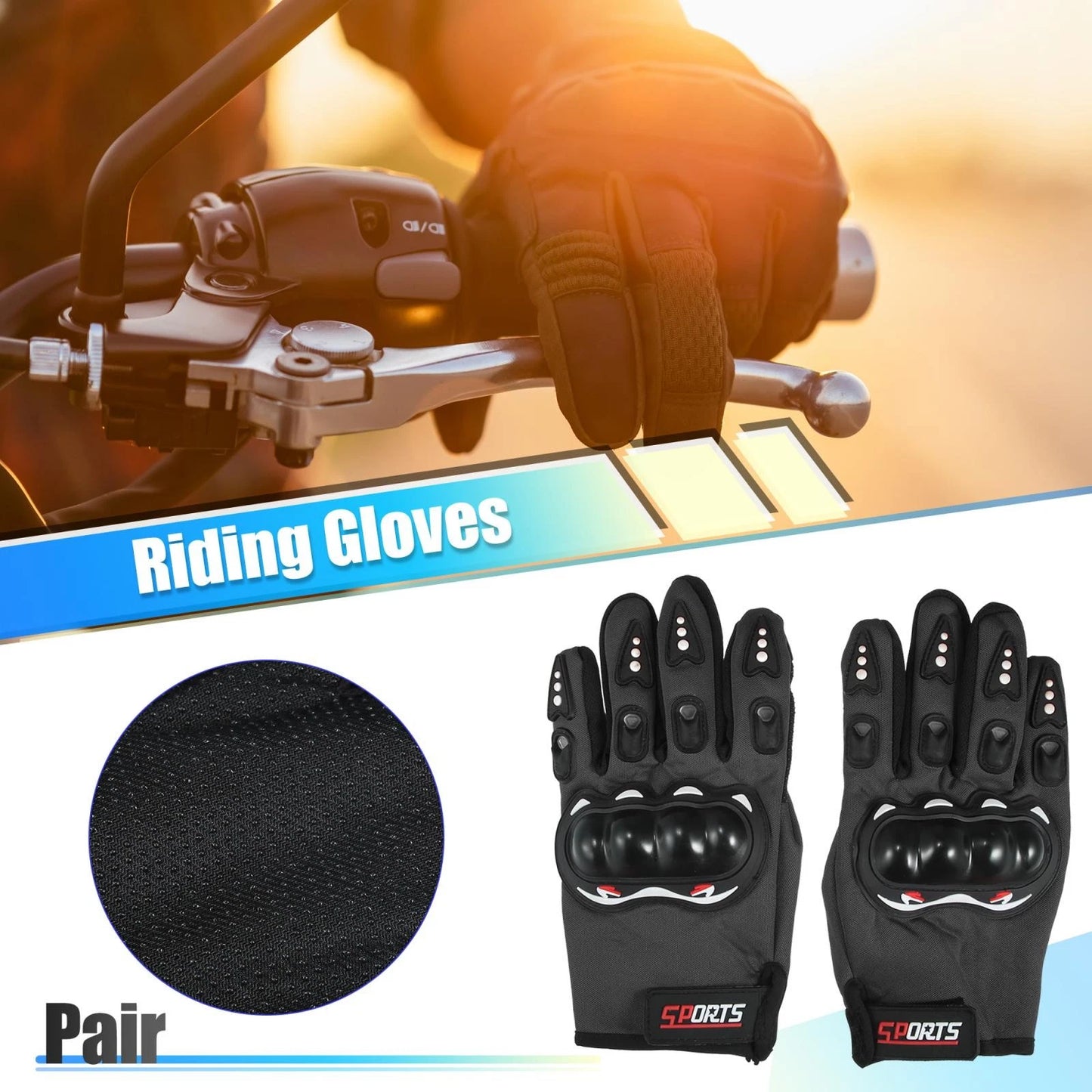 1 Pair Riding Gloves Liners for Motorcycle All Finger Gloves Black