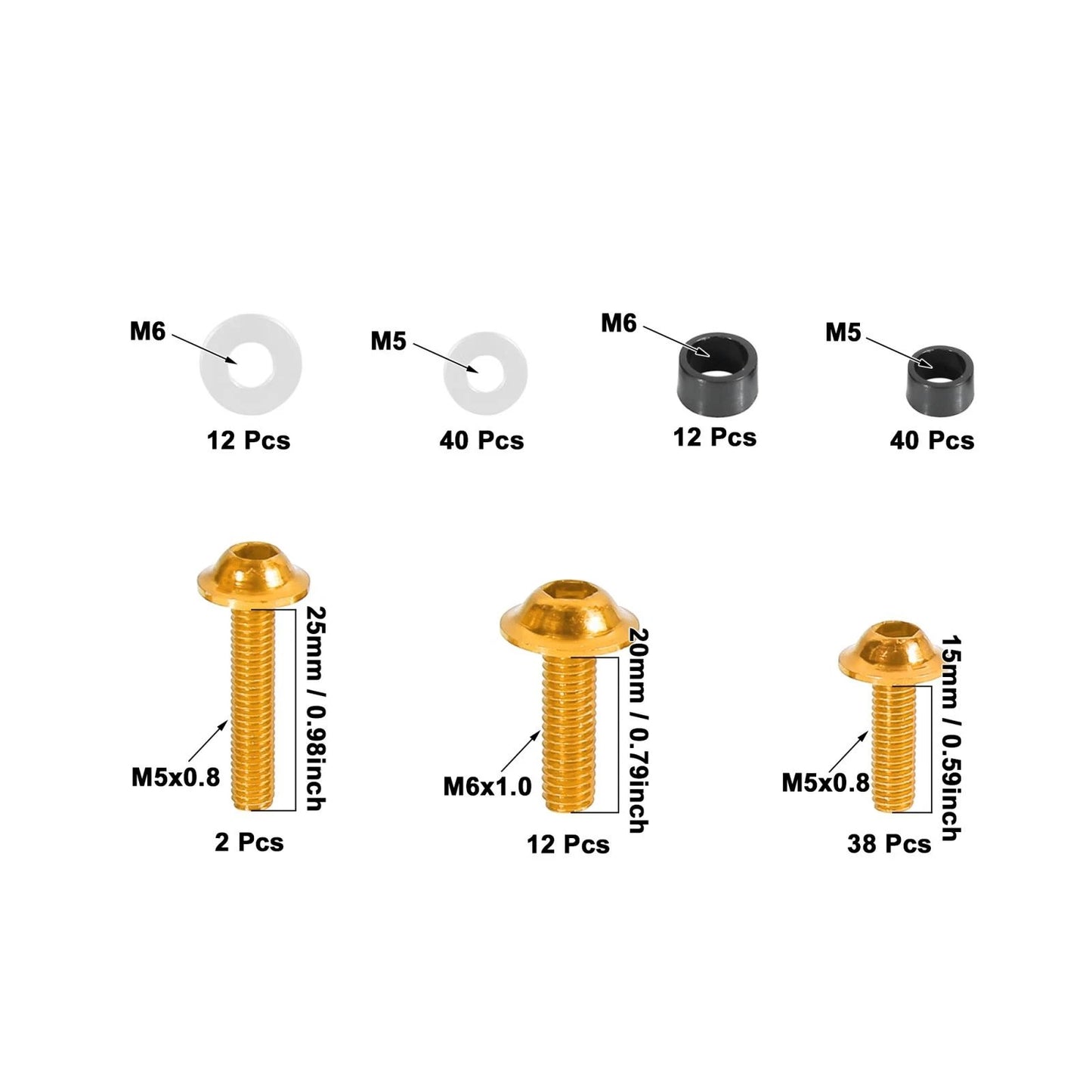 158pcs Universal Windscreen Bolts Bodywork Screws Gold Tone for Make Model