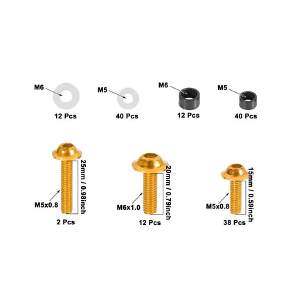 158pcs Universal Windscreen Bolts Bodywork Screws Gold Tone for Make Model