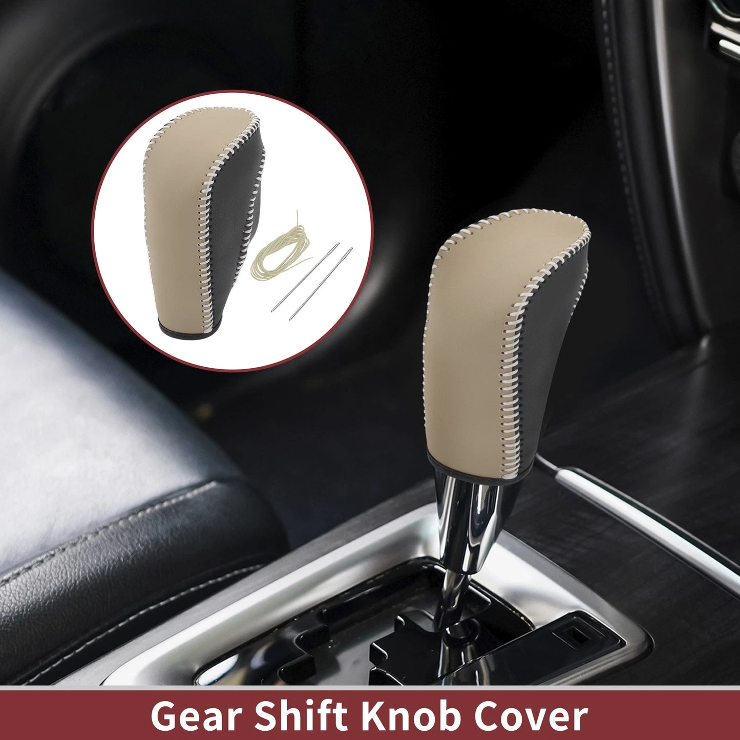 Beige Faux Leather Gear Shift Knob Cover for Ford Fiesta (2011-2019)