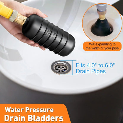 Drain Cleaning Bladder for 4"-6" Drain Pipe, Unclogs Stubborn Blockages