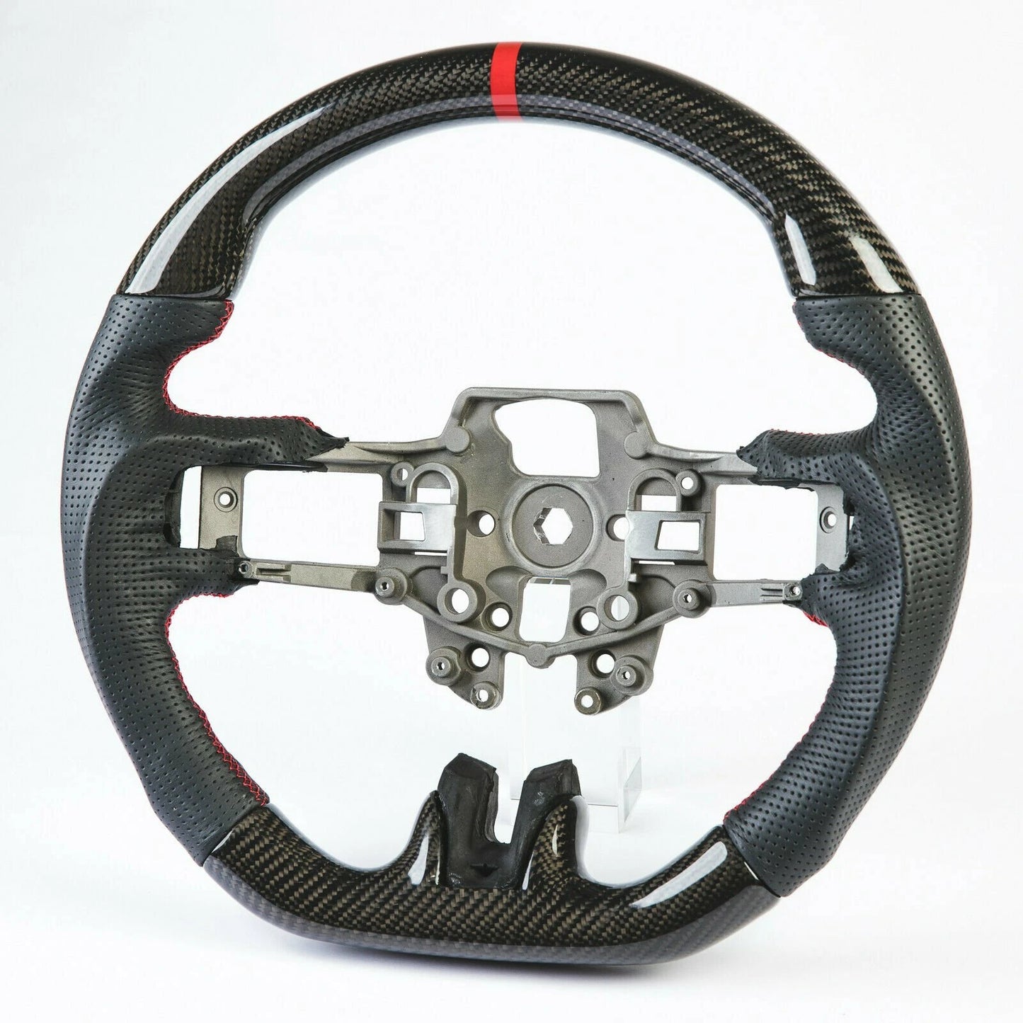 Steering Wheel Red Stripe Carbon Leather for Ford Mustang (2015-2023)