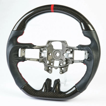 Steering Wheel Red Stripe Carbon Leather for Ford Mustang (2015-2023)