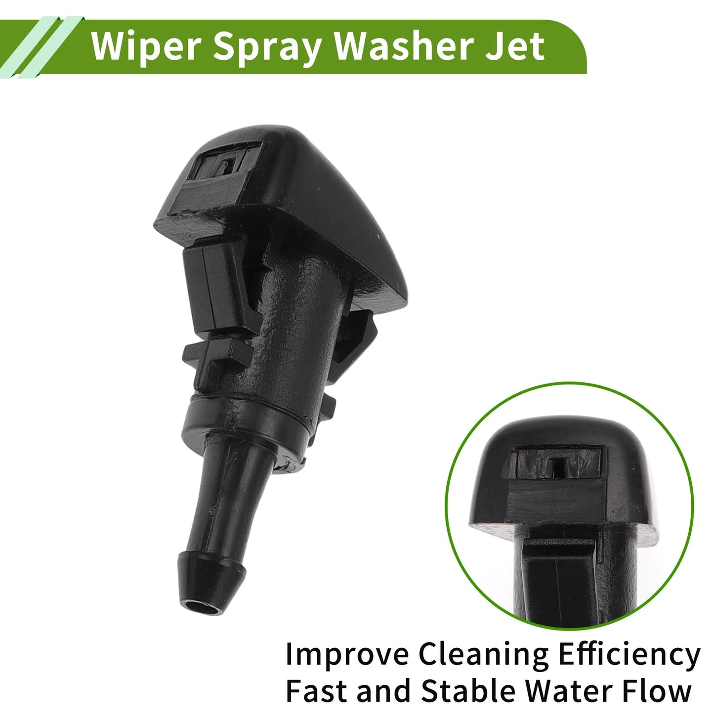 Windshield Washer Nozzle 2 x for Jeep Compass (2011-2017) Black