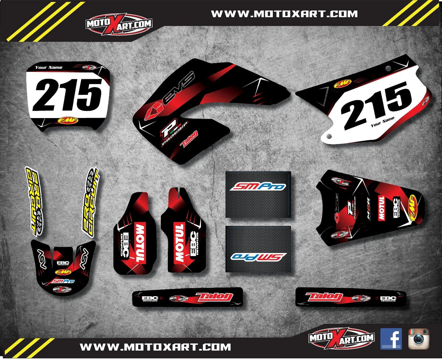 Custom Graphics Full Kit for Honda CR 125 250 (2000-2001) BARBED Stickers