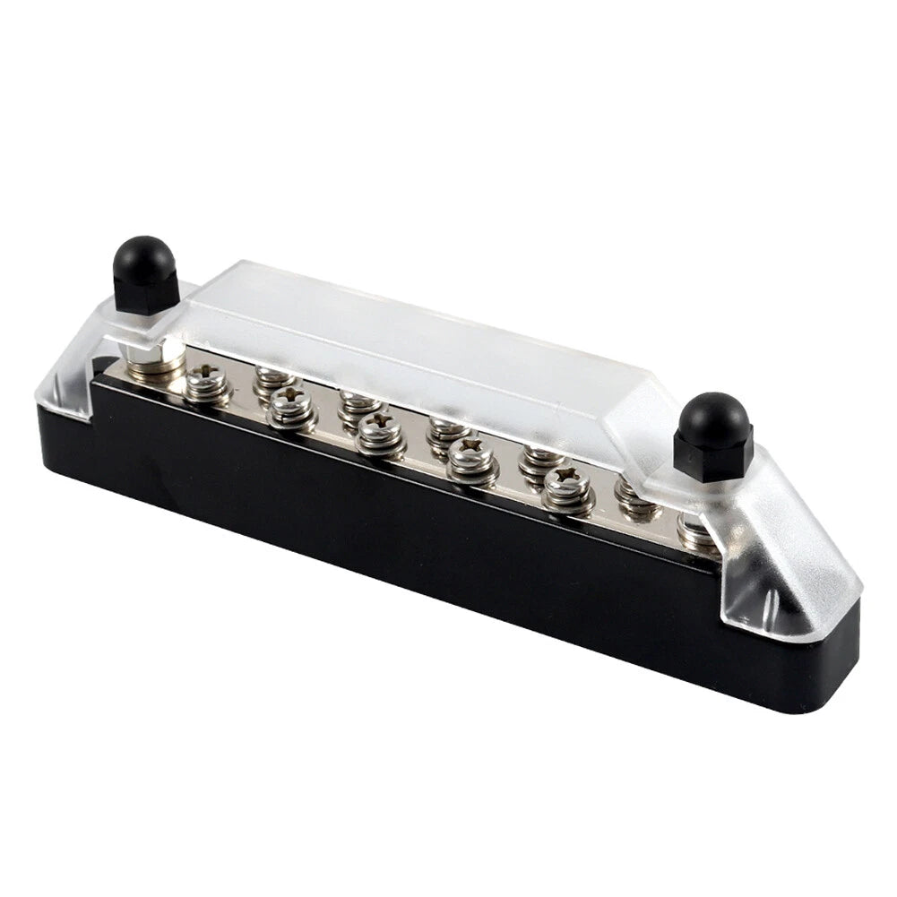 10 Terminal Power Distribution Block with Cover for Car Marine RV Boat Black