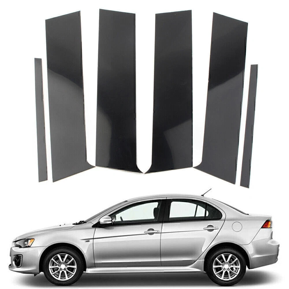 6 x Door Window Trim Covers for Mitsubishi Lancer Sedan (2008-2017) Black