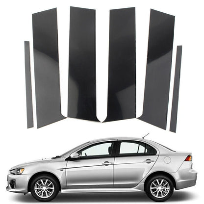 6 x Door Window Trim Covers for Mitsubishi Lancer Sedan (2008-2017) Black