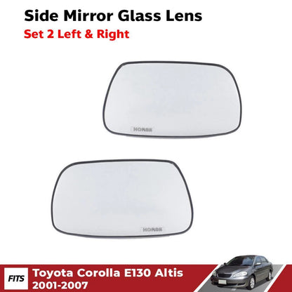 Side Mirror Glass Lens Pair Fits Toyota Corolla Altis ZZE121 E130 4D 2001-07 D06