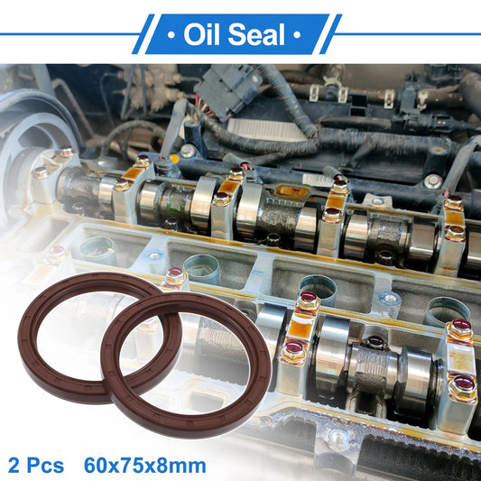 Oil Seal Seal Ring Rotary Shaft Seal FKM Rubber 60x75x8mm Brown 2 x