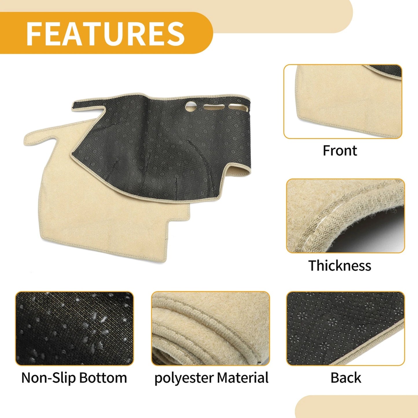 Dashboard Cover Mat for Toyota Mark X (2004-2009) Beige 1 Pc