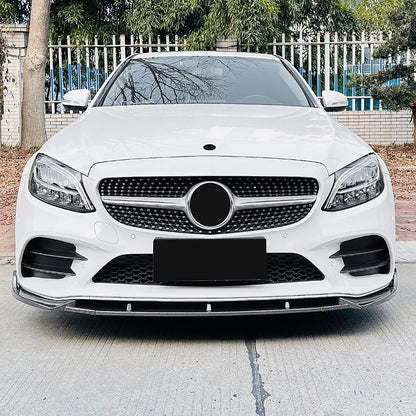 Carbon Look Front Spoiler Lip for Mercedes Benz C Class W205 (2019-2021)