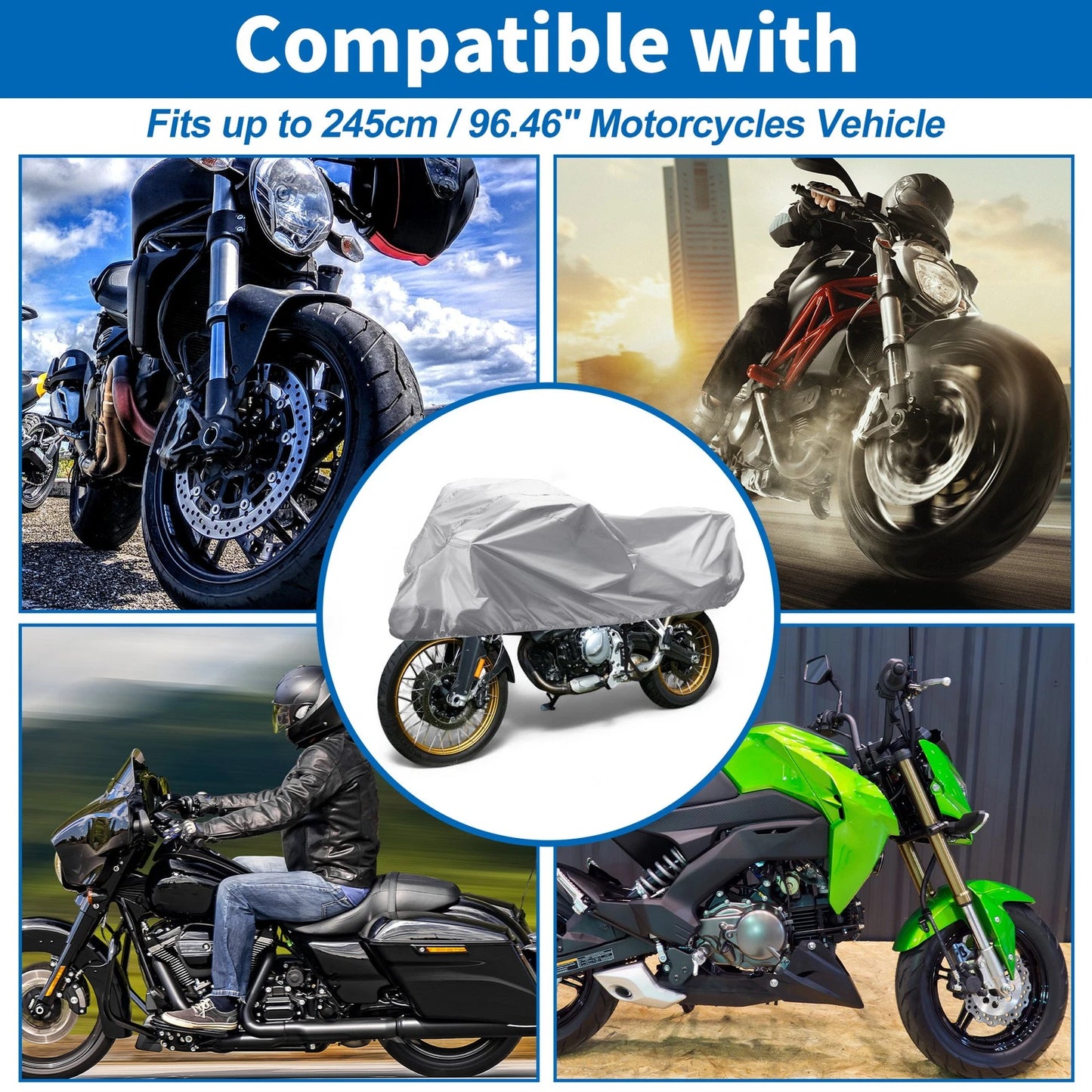 Cover / 96.46x41.34x25.59 / Motorcycle Waterproof Half Cover 420D-PU