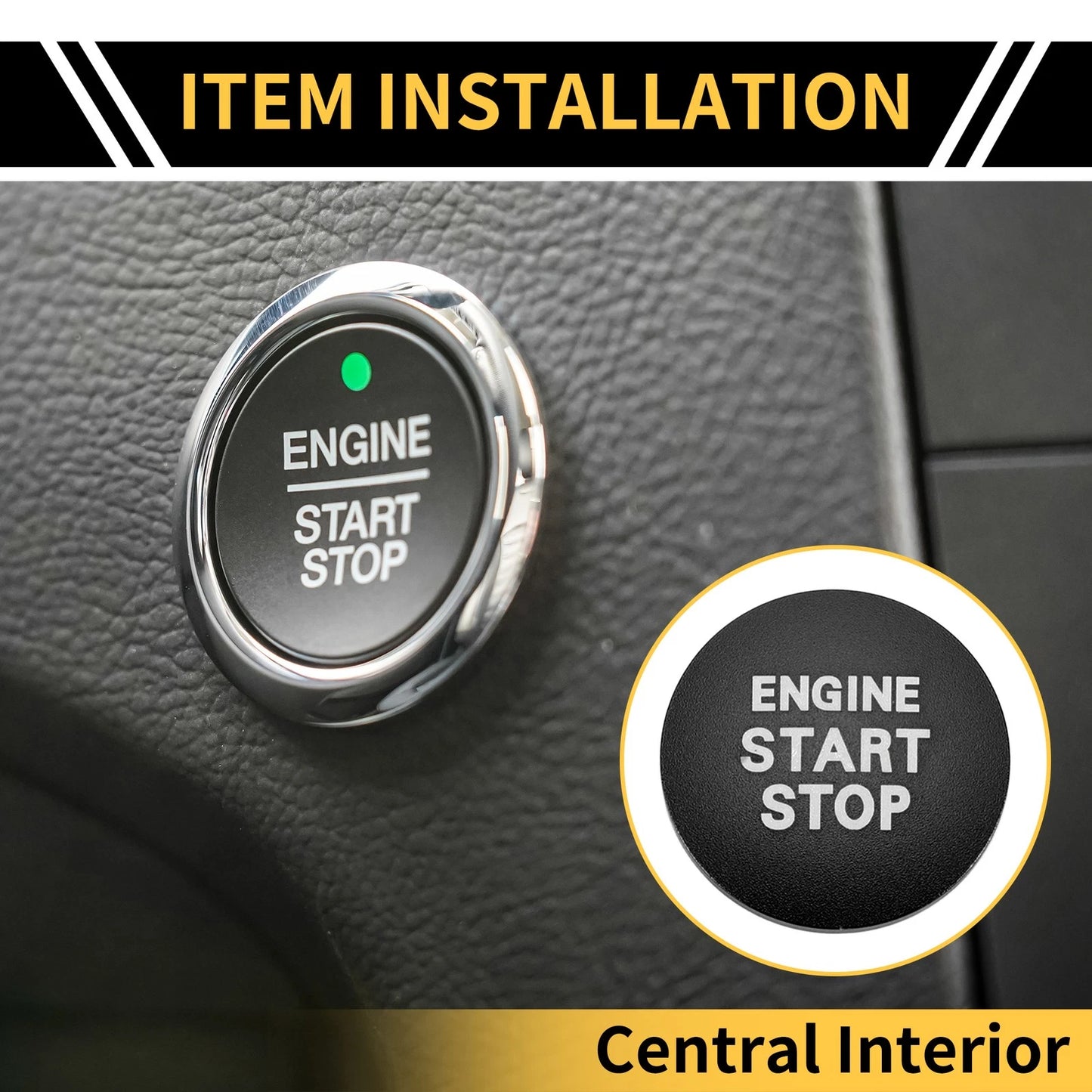 Engine Start Stop Button Switch Knob Cover Black for Toyota Tacoma (2016–2023)