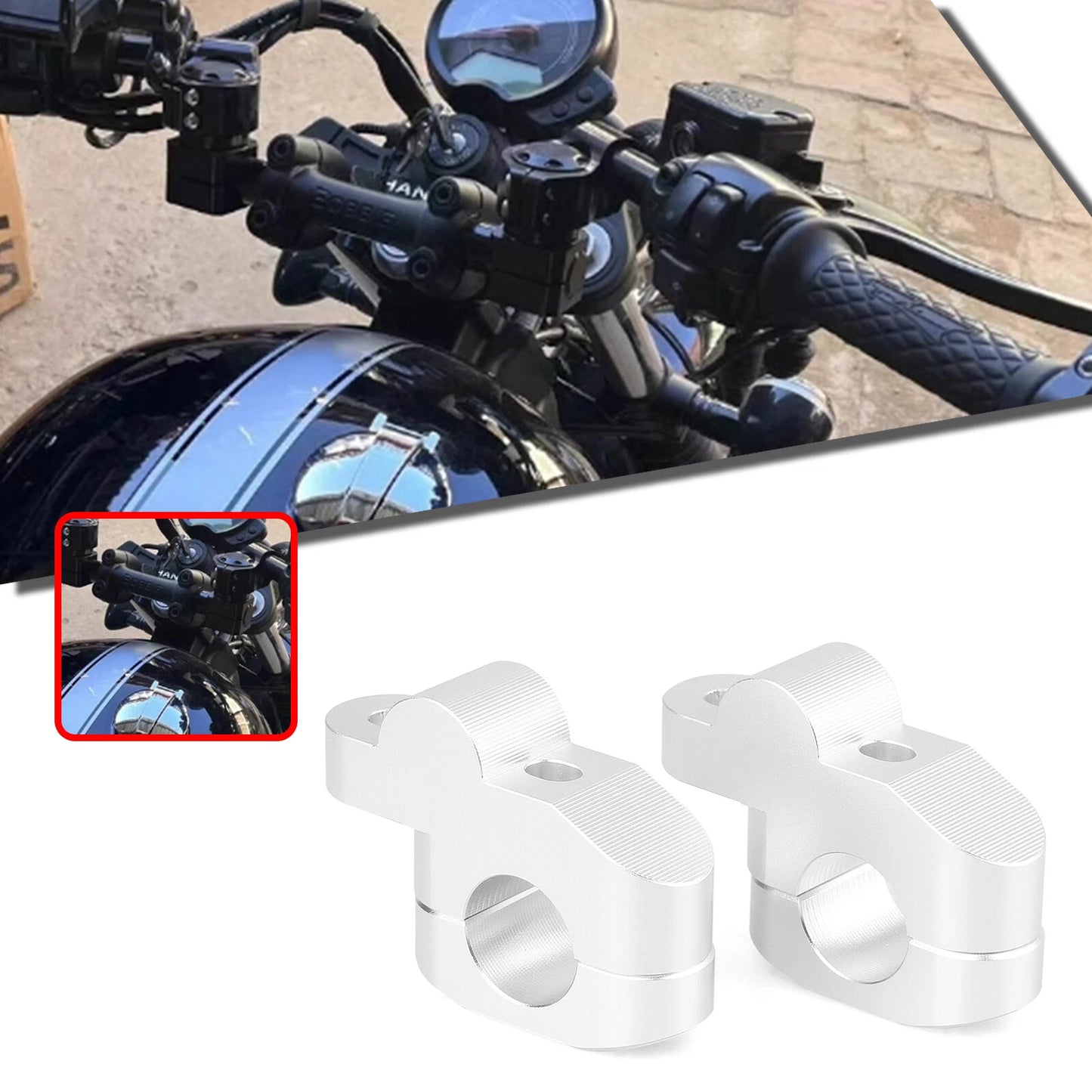 25mm Handlebar Riser Kit for Harley, Honda, Yamaha, Suzuki
