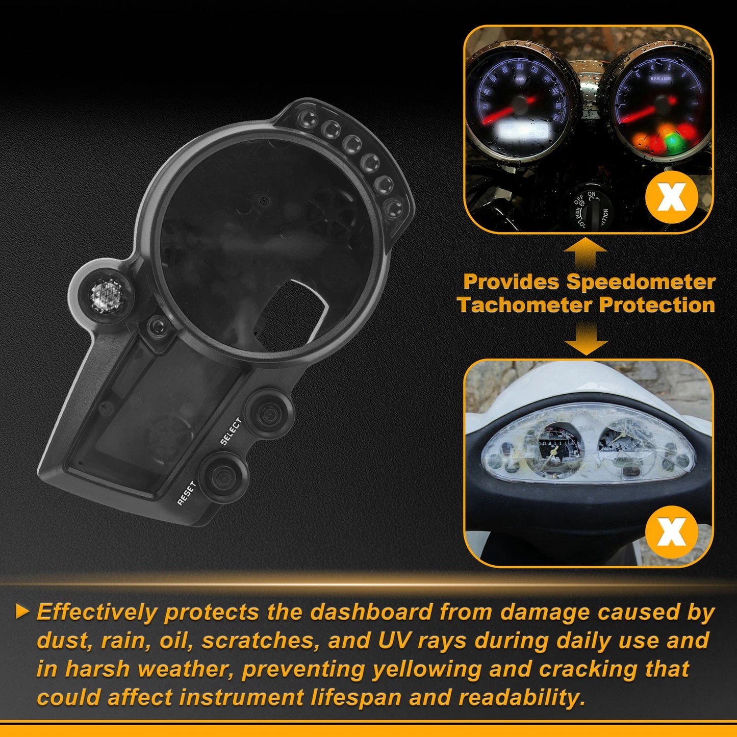 1pc Speedometer Gauge Cover Black Plastic for Yamaha YZF R6 (2003–2005)