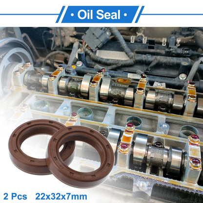 Oil Seal 22x32x7mm Rotary Shaft Seal FKM Rubber Brown 2 x for Make Model