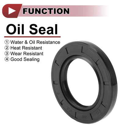 Rotary Shaft Seal / 38x62x7mm 5 Pcs / Nitrile 70 Durometer Rubber Black