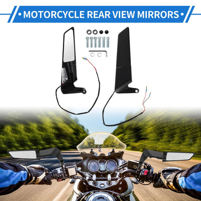 M8/M10 Rear View Mirrors Polygonal Handlebar Black 1 Set for Motorcycle