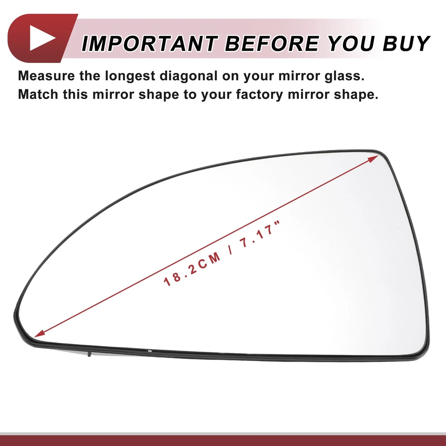 Left Driver Side Mirror Glass Replacement for Chevrolet Impala (2006-2013)