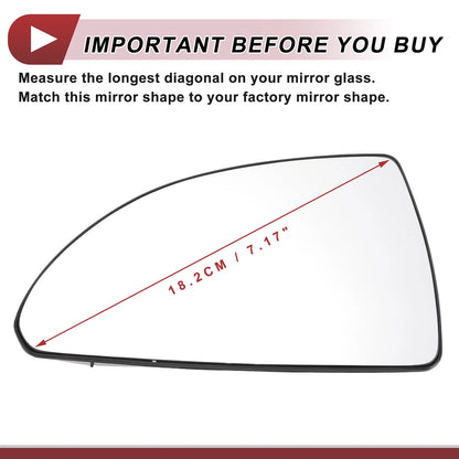 Left Driver Side Mirror Glass Replacement for Chevrolet Impala (2006-2013)