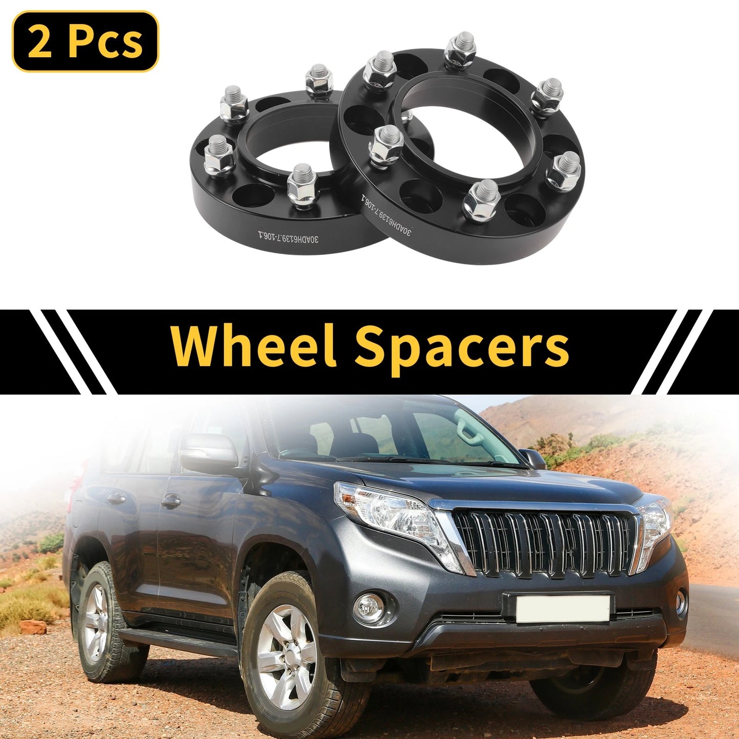 2 x 6x139.7mm Wheel Spacers M12x1.5 for Toyota Fortuner (2005–2023)