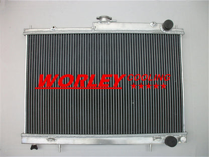 42MM Aluminum Radiator + Fan Shroud + 2 Fans for Nissan Skyline R33 R34 (1995-2002)