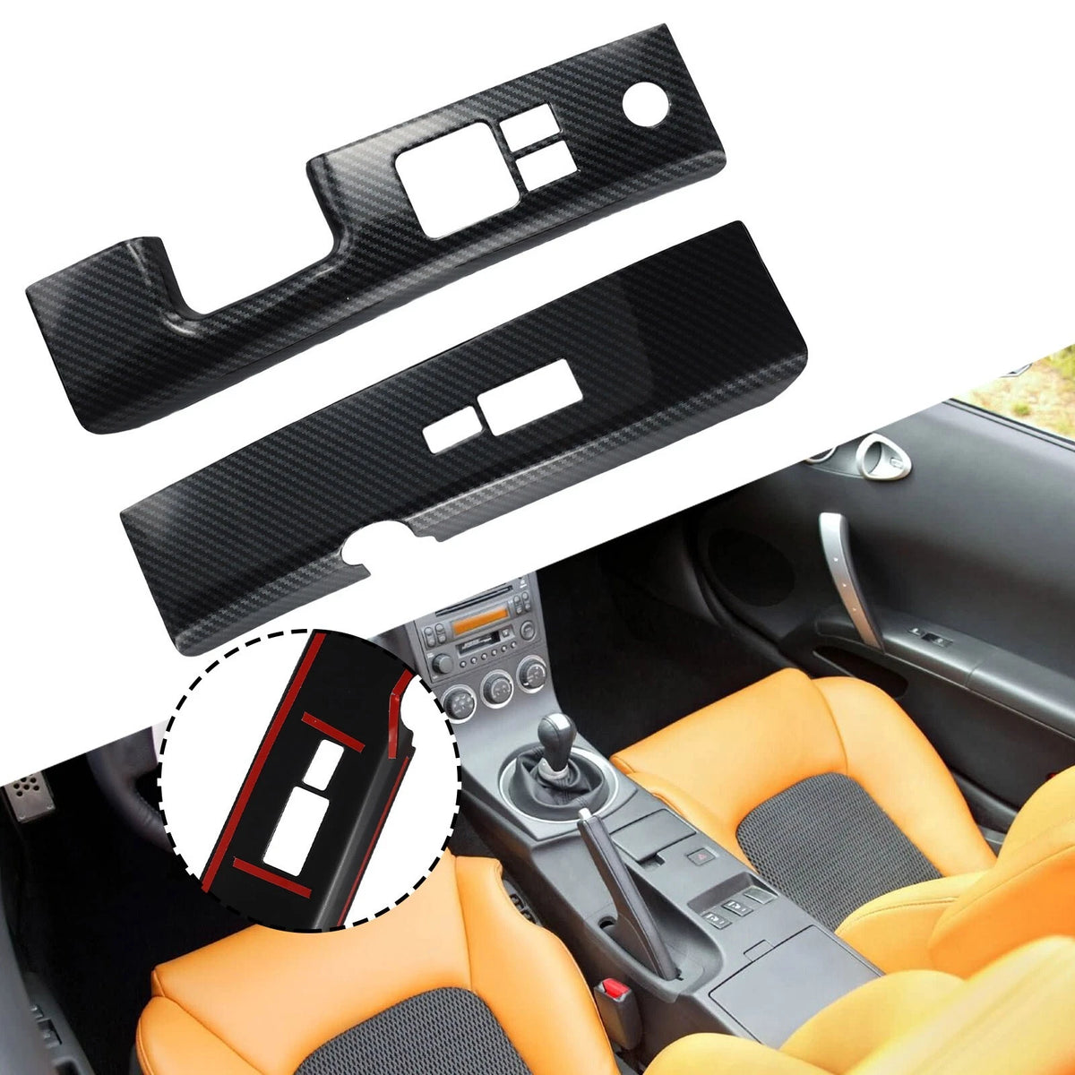 Glass Switch Covers ABS Carbon Fiber for Nissan 350Z (2006–2008)