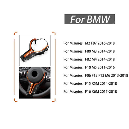 Orange Carbon Fiber Steering Wheel Cover for BMW M2 M3 M4 M6 (2014-2023)