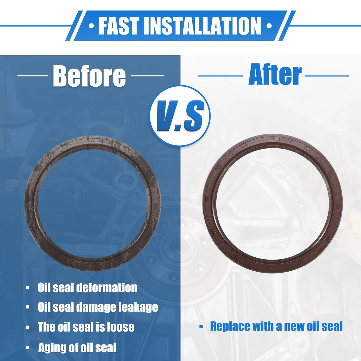 Engine Crankshaft Oil Seals for Toyota Sienna (1998-2015) Rubber