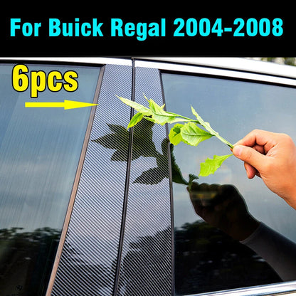 6pcs Carbon Fiber Window Pillar Posts Trim Cover for Buick Regal (2004–2008)