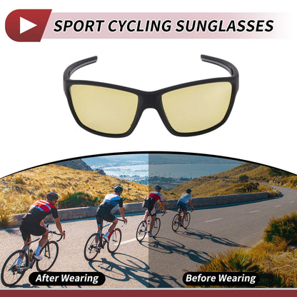 Set Motorcycle Riding Goggles Yellow Lens Black Gray Frame PC UV400