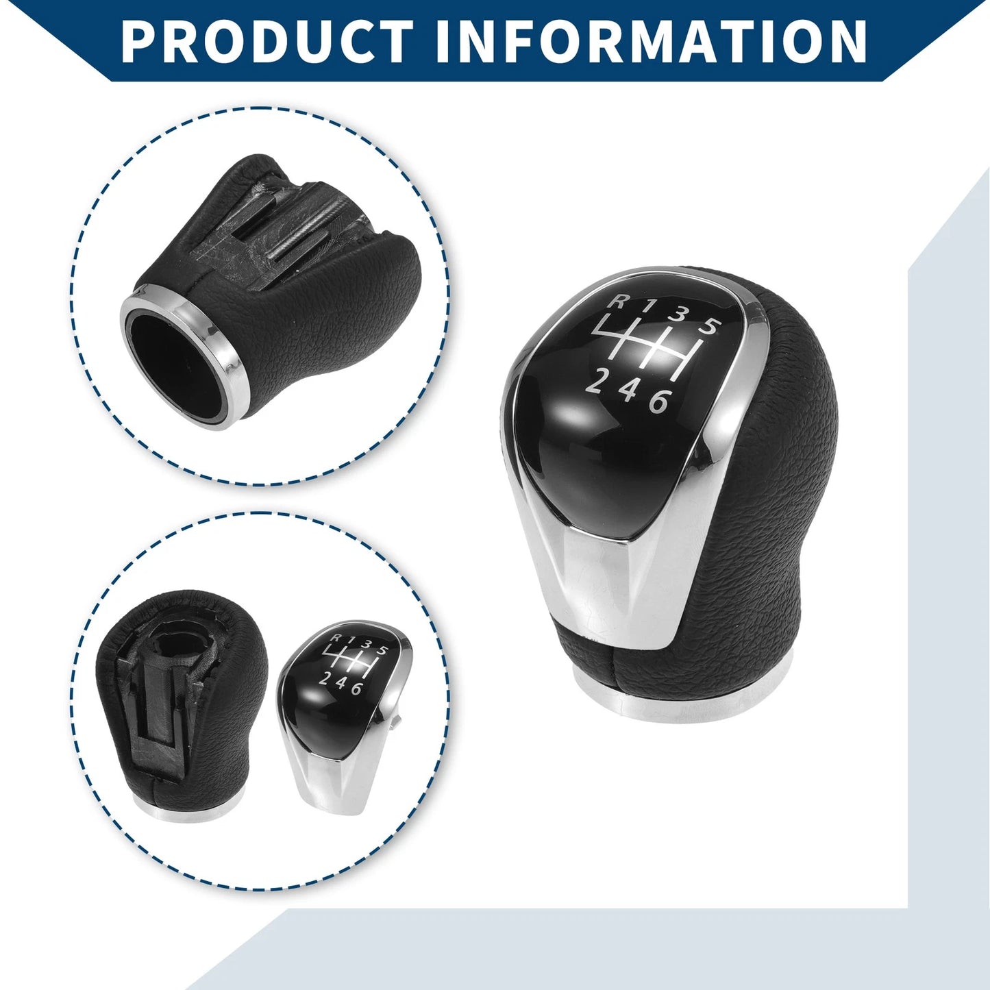 Gear Shift Knob 6 Speed for Nissan Qashqai J11 (2013-2022) Faux Leather Black
